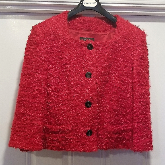 new rare ESCADA size 10 Mohair + Wool vintage womens Blazer jacket 40 Red Medium - Picture 1 of 8